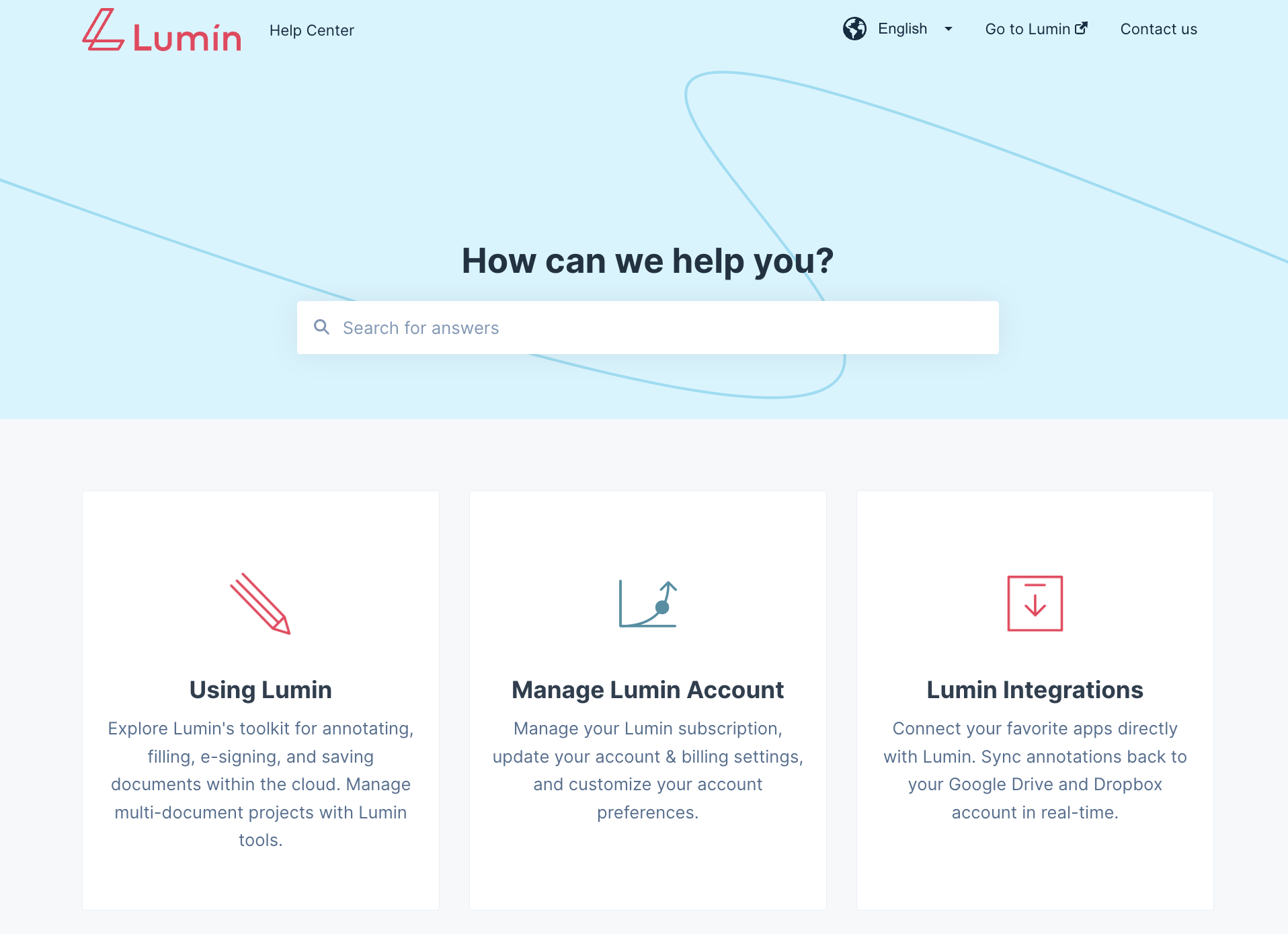 How do I find Lumin or the Lumin Sign Help Center?
